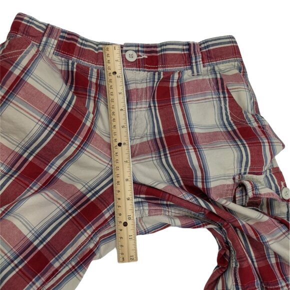 Arizona 16 Husky 31 waist Red, White Plaid 100% Cotton Cargo Shorts Pockets 39h - Picture 6 of 8
